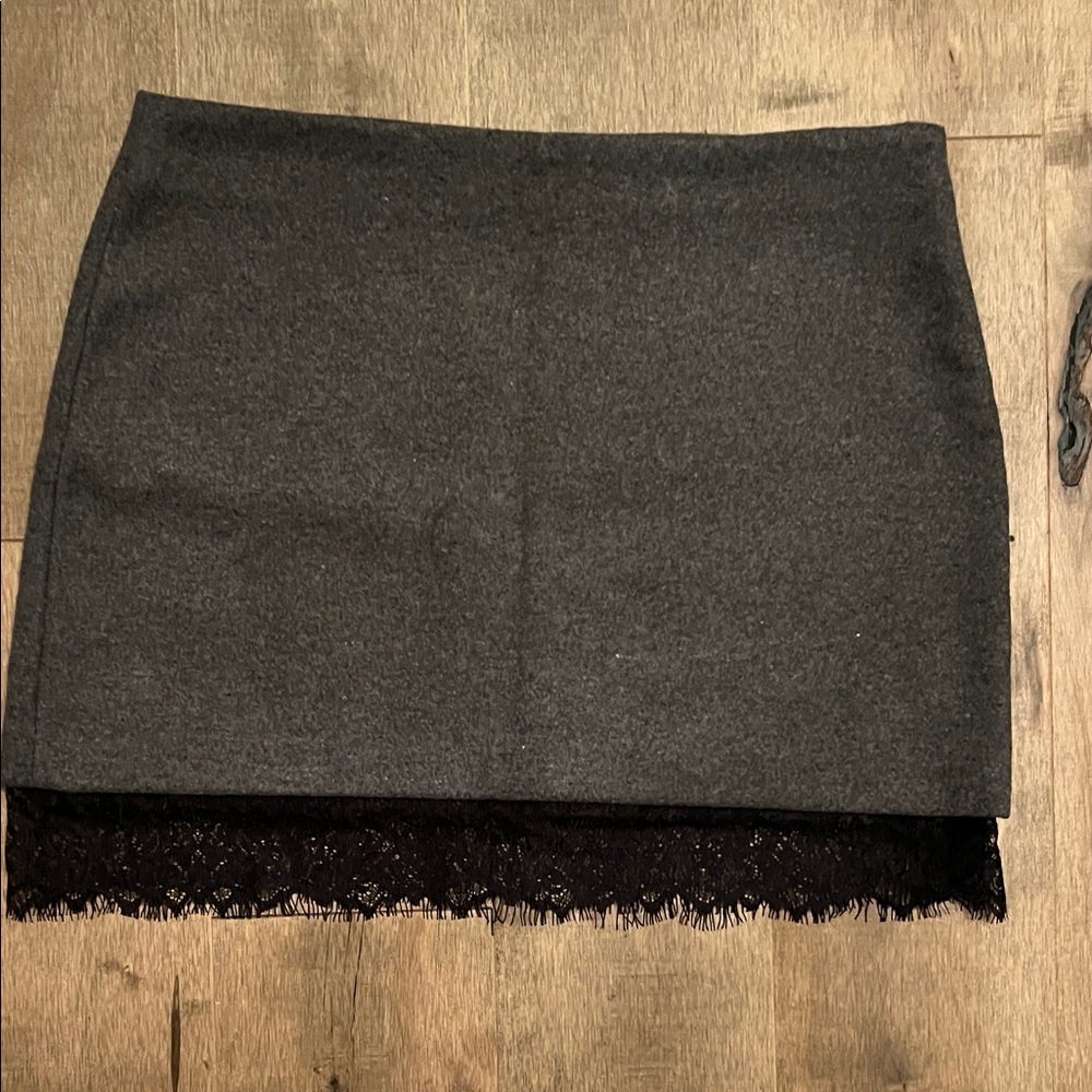 EUC XS Zara Charcoal Gray Mini Skirt with Black Lace